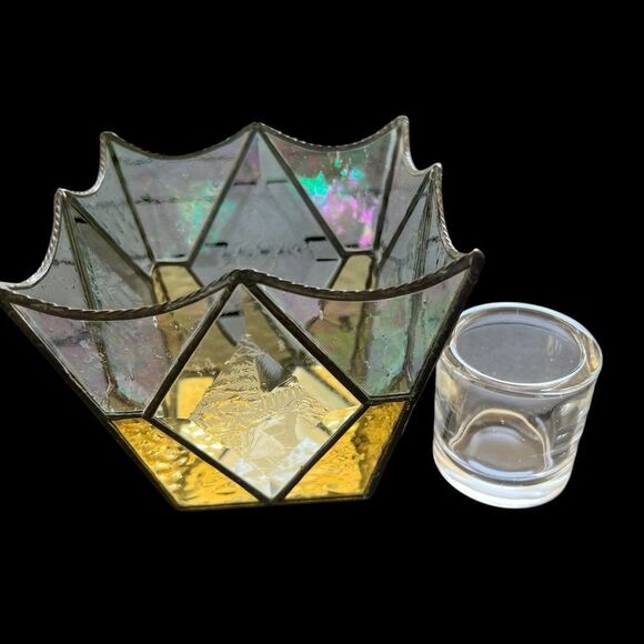 Stained Glass Candle Holder with Glass Votive - Picture 1 of 11